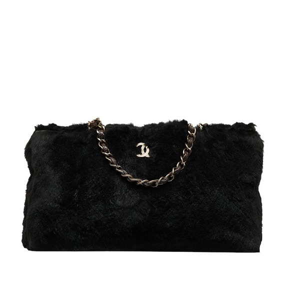 Chanel Cocomark Fur Handbag Black - Picture 1 of 12
